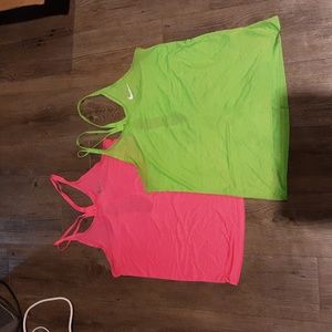 Nike dri-fit tanks - neon green and neon pink - XS